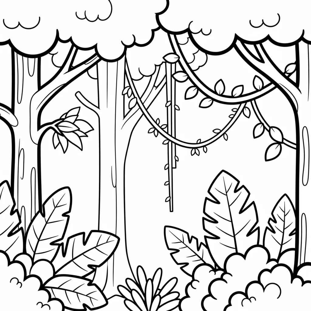 38 pagine da colorare della giungla: leoni, scimmie e fogliame da colorare, image size:1024x1024