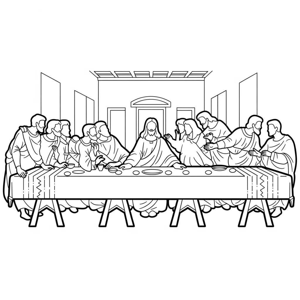 18 Last Supper Coloring Pages - Ultima Cena Da Colorare 1024x1024.webp