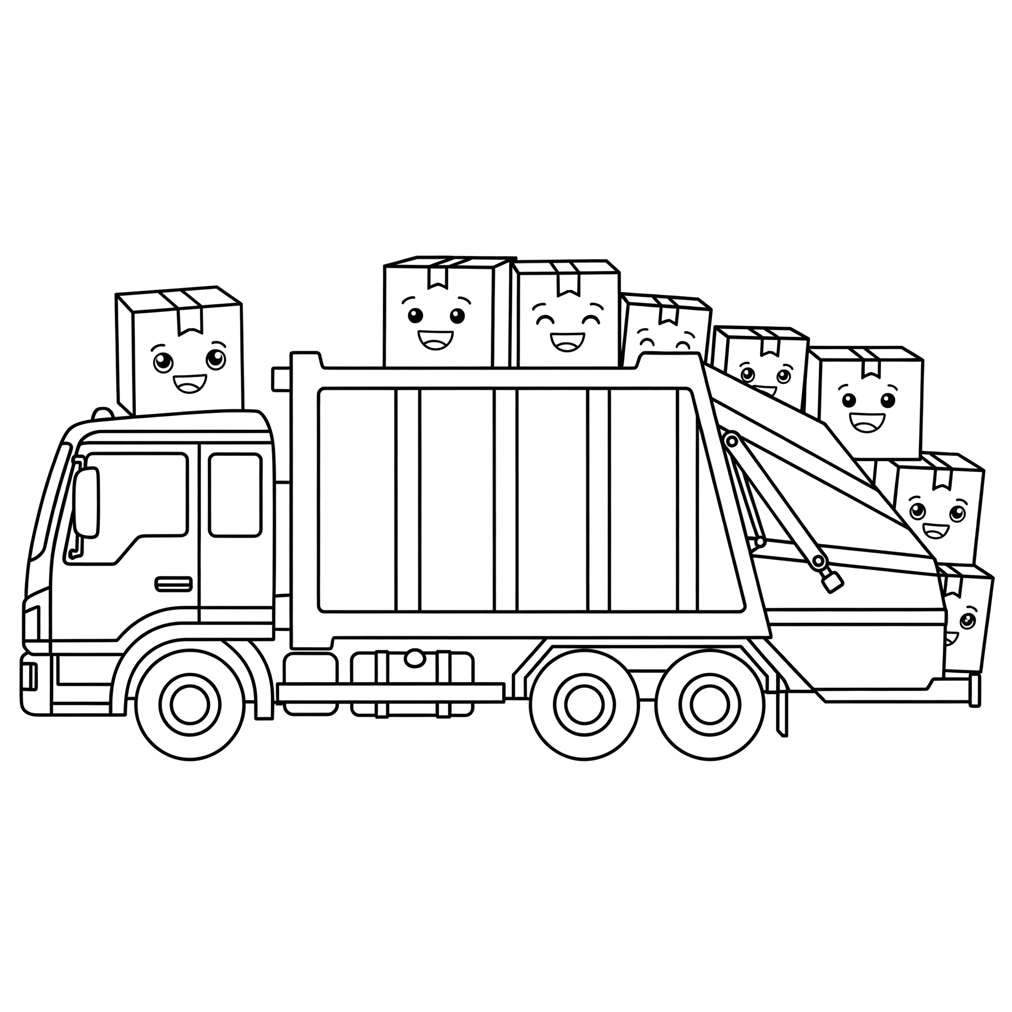 Camion della spazzatura 5 Camion della spazzatura disegno da colorare facile 1