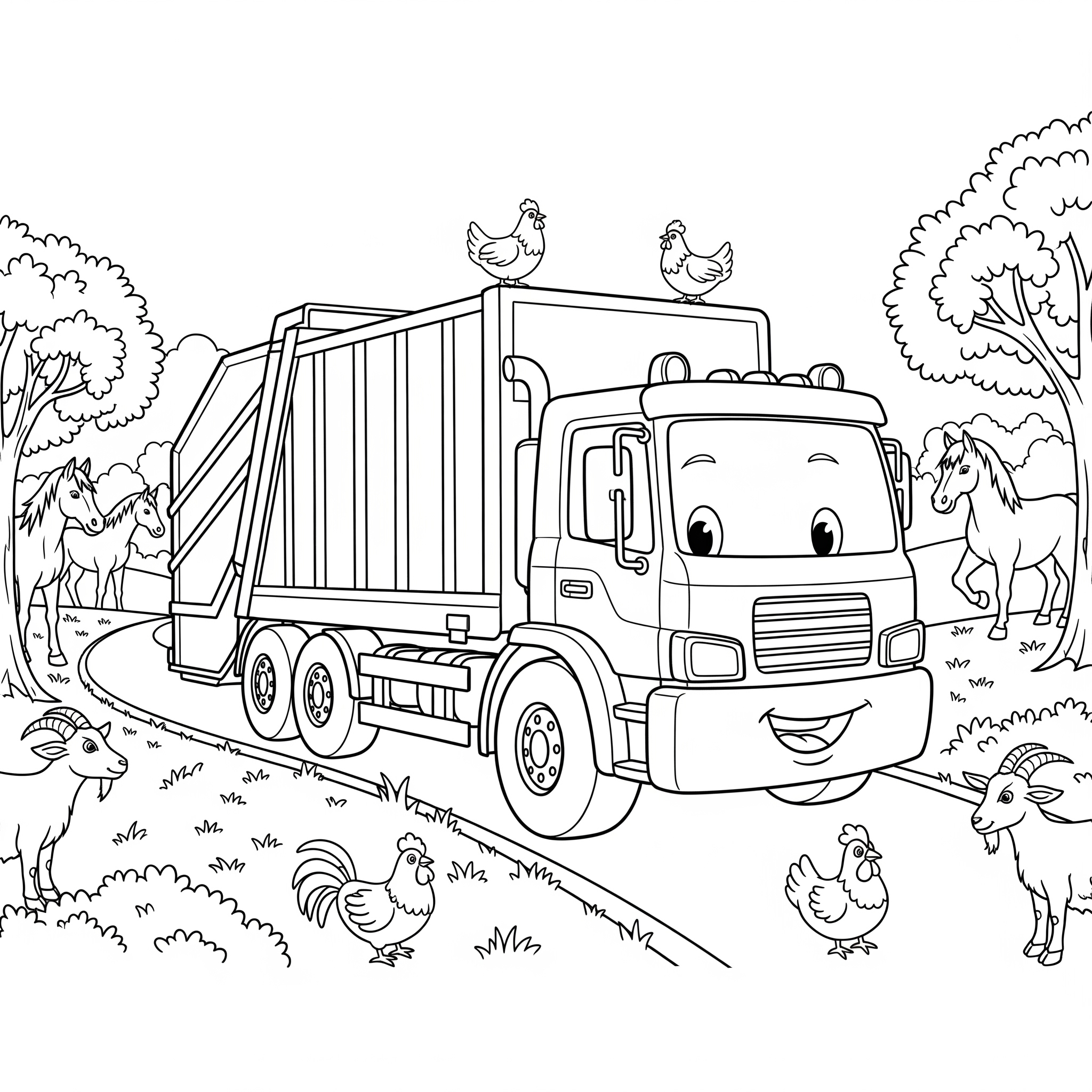 Camion della spazzatura 2 Camion della spazzatura disegno da colorare facile