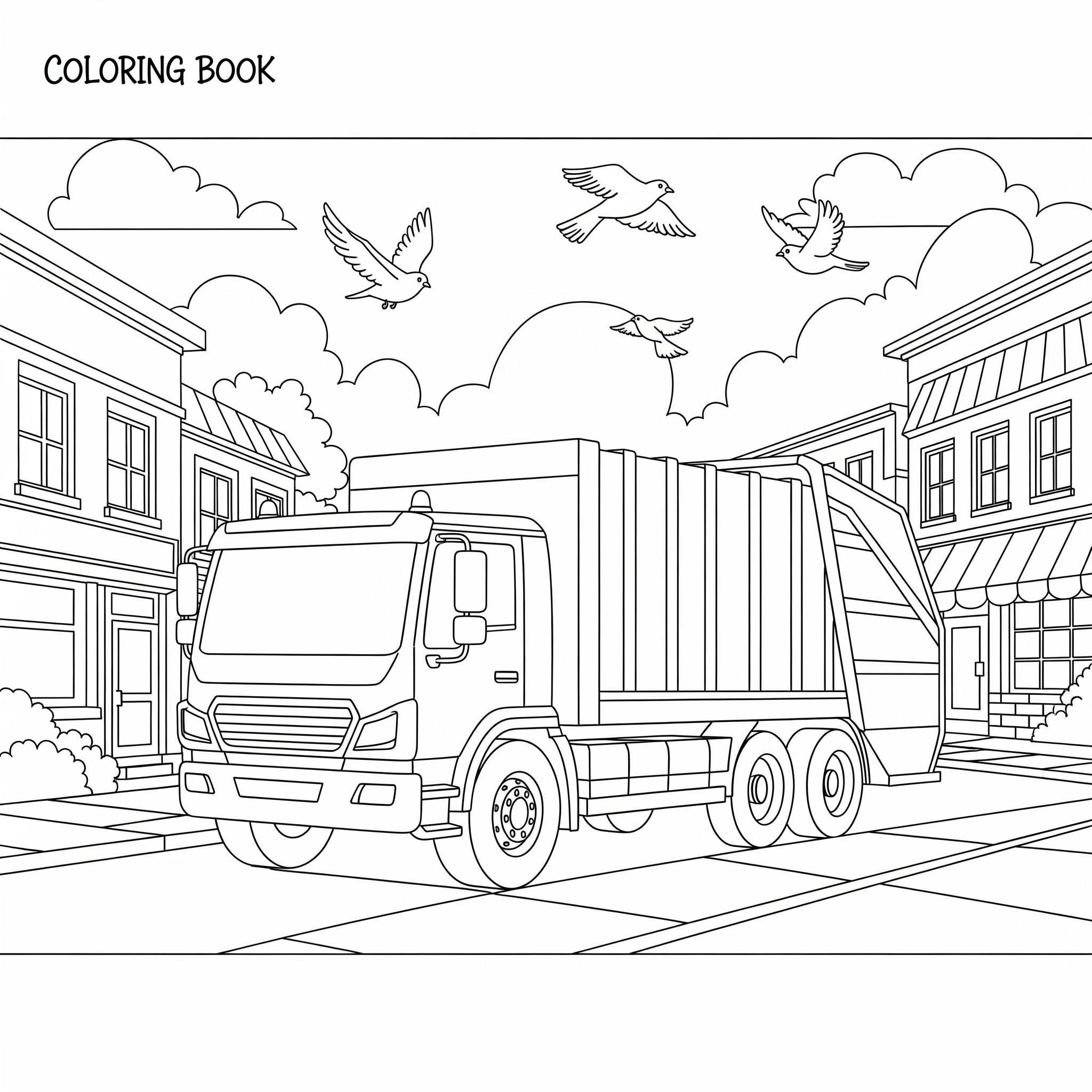 Camion della spazzatura 14 disegno Camion della spazzatura da colorare per bambini