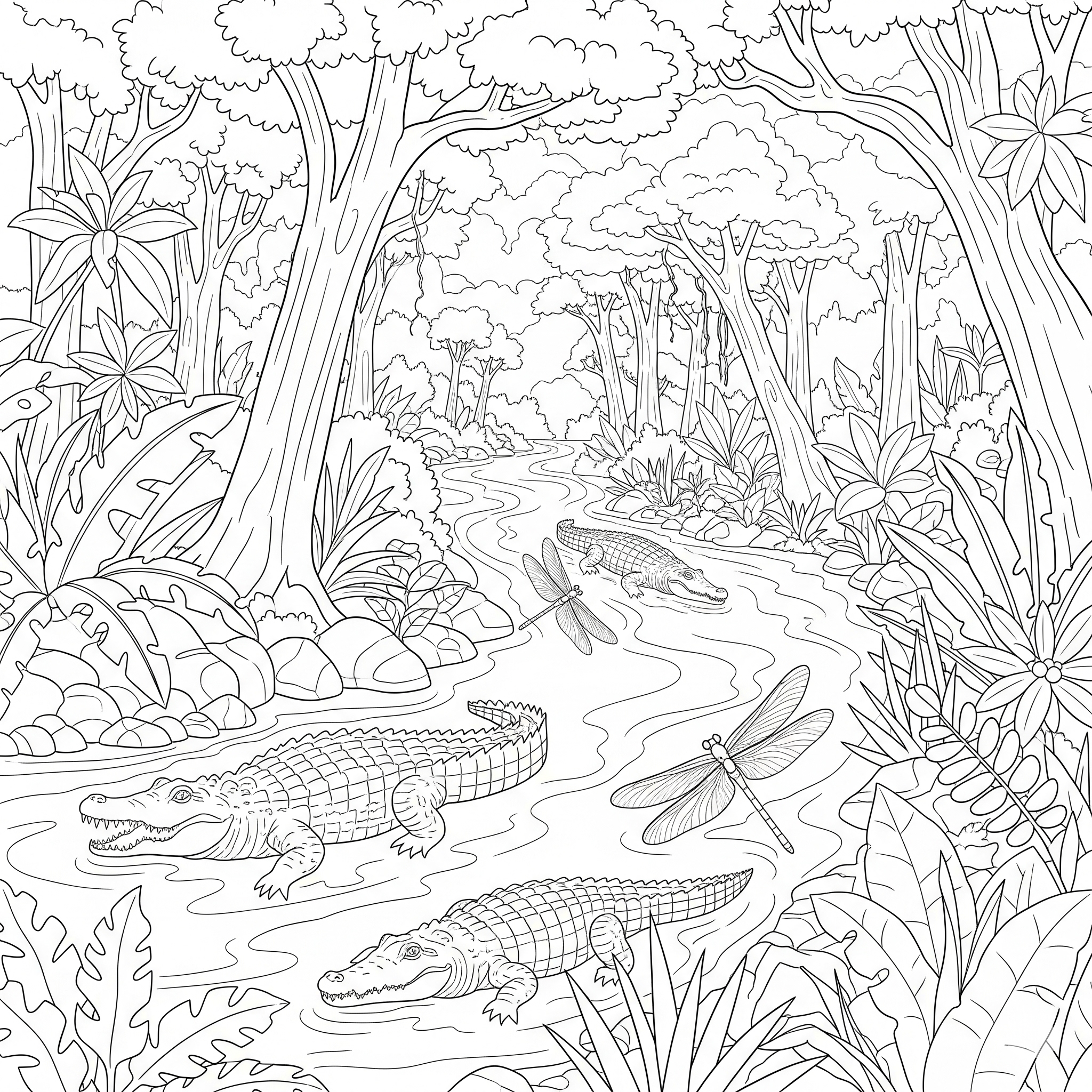 Foresta pluviale 13 Foresta pluviale disegno da colorare facile 1