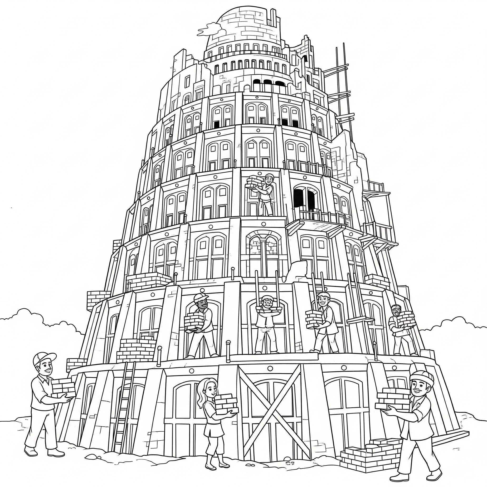 Torre di Babele 9 Torre di Babele disegni da colorare per bambini maschi
