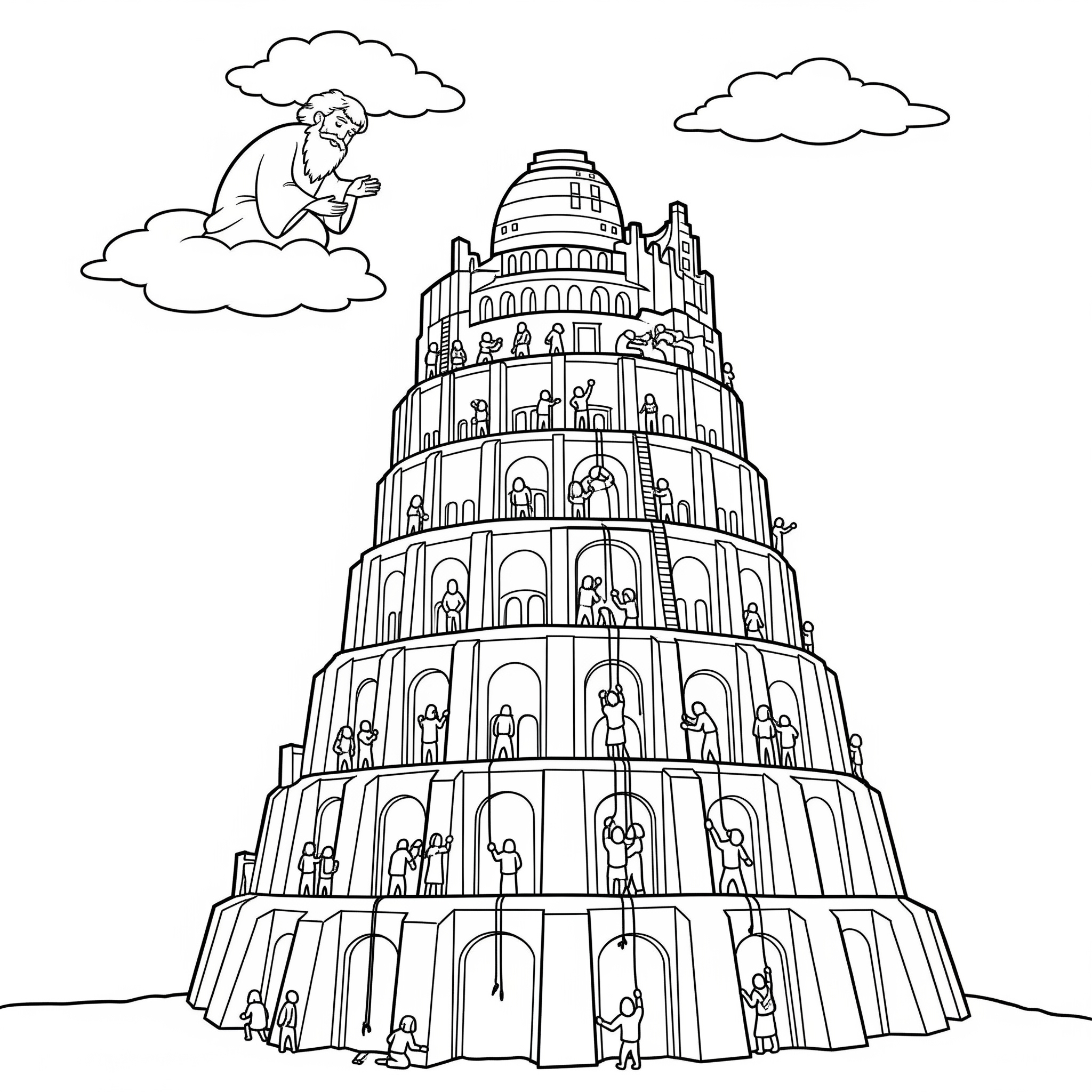 Torre di Babele 8 disegni di Torre di Babele da colorare e stampare gratis