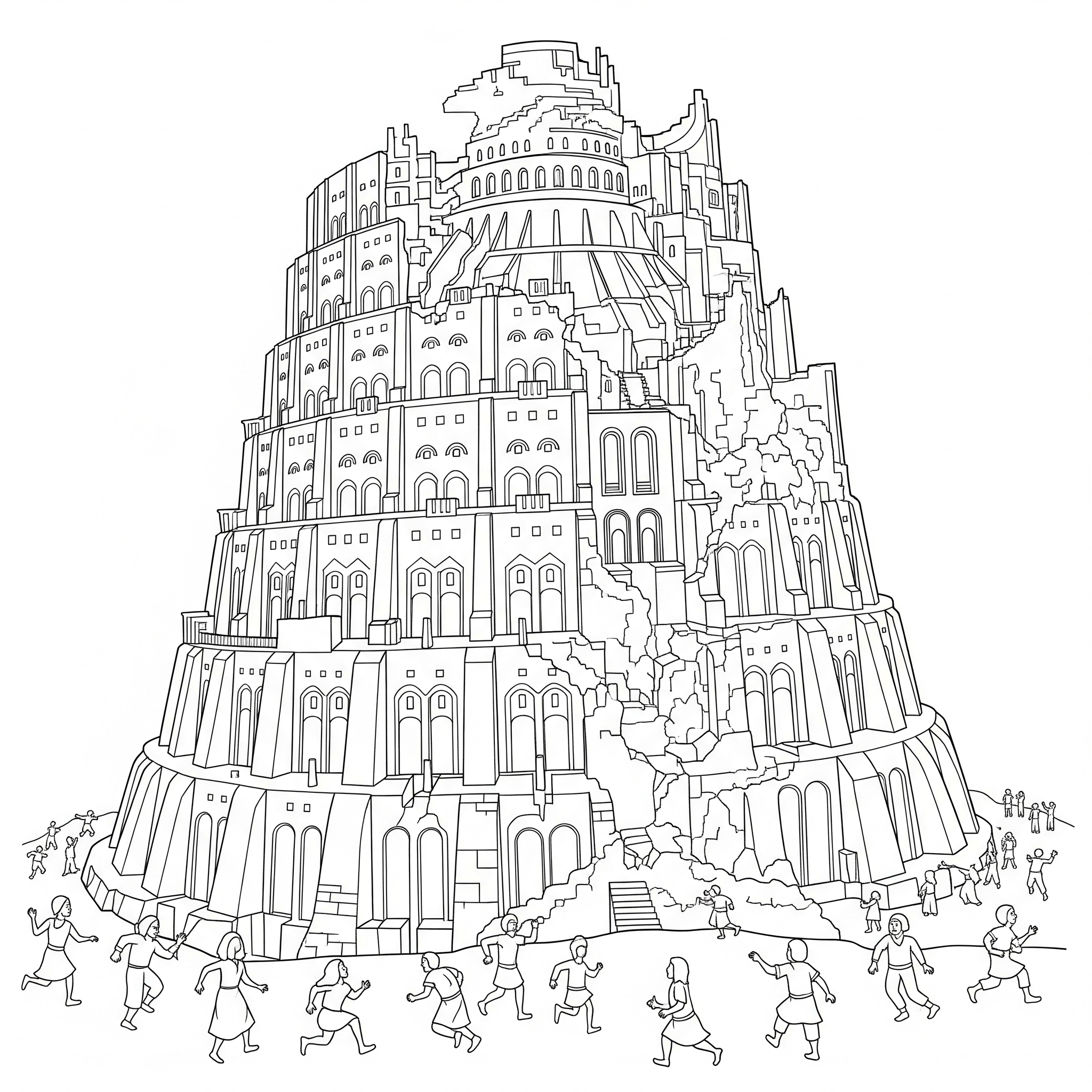 Torre di Babele 5 disegno Torre di Babele da colorare per bambini