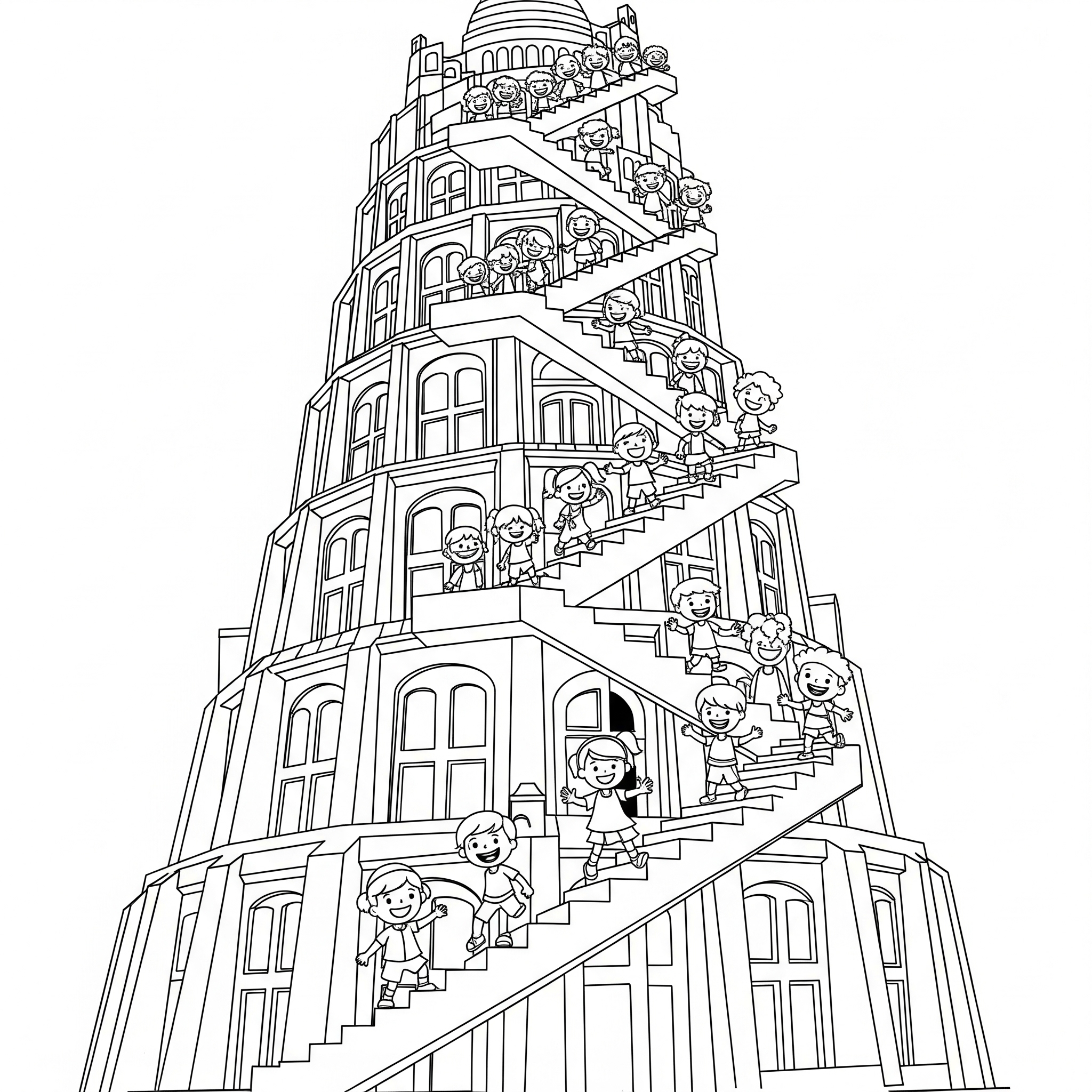 Torre di Babele 2 disegno Torre di Babele da colorare