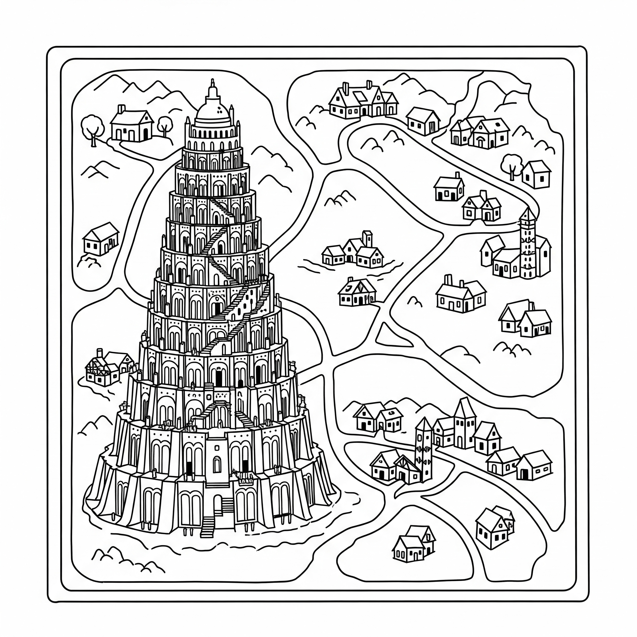 Torre di Babele 15 disegno Torre di Babele da colorare 1