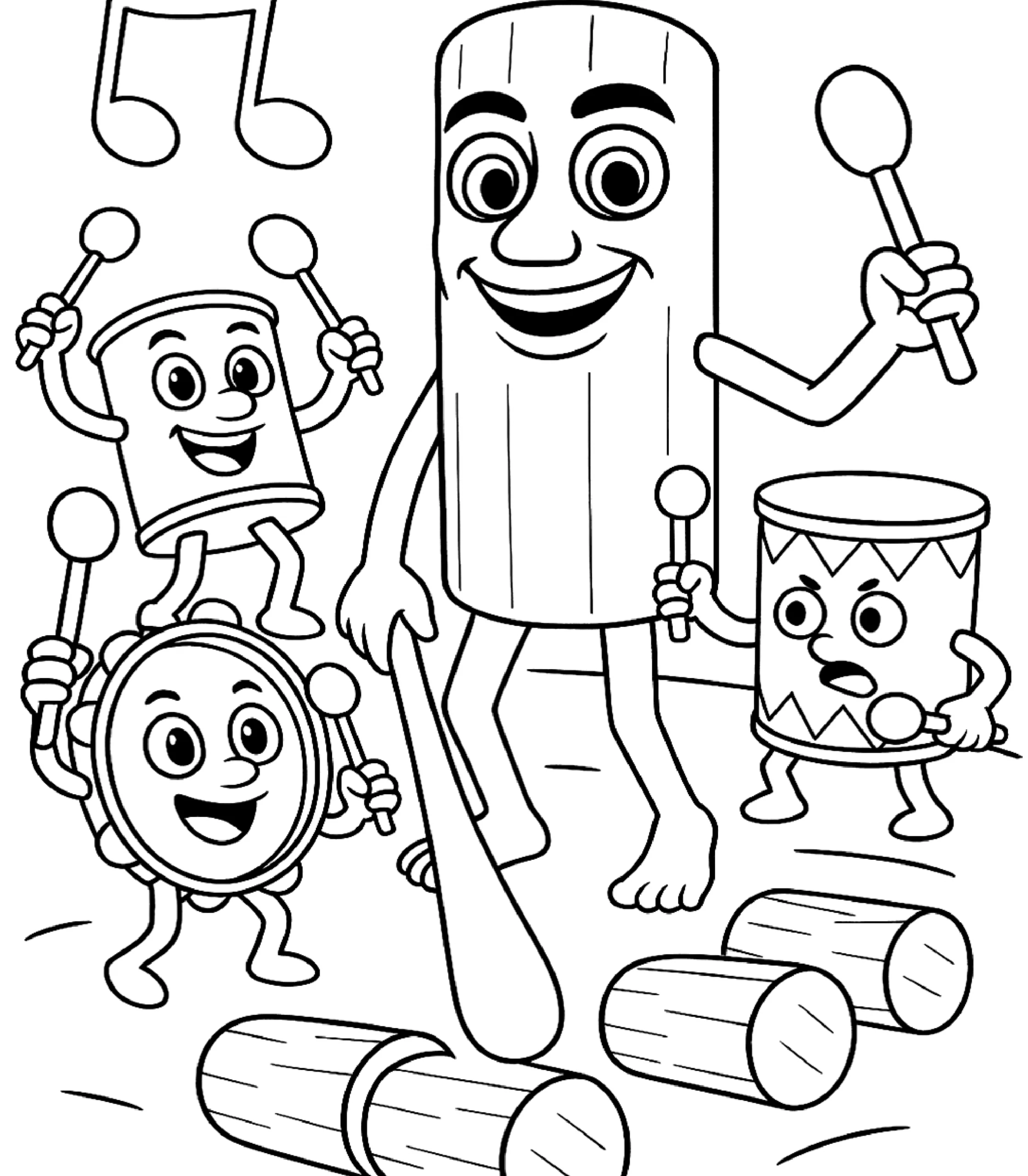 Tung Tung Tung Sahur 3 disegni Tung Tung Tung Sahur facili da colorare