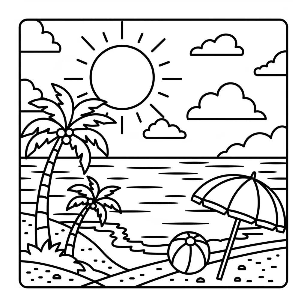 21 Beach Coloring Pages for Kids - Free PDF