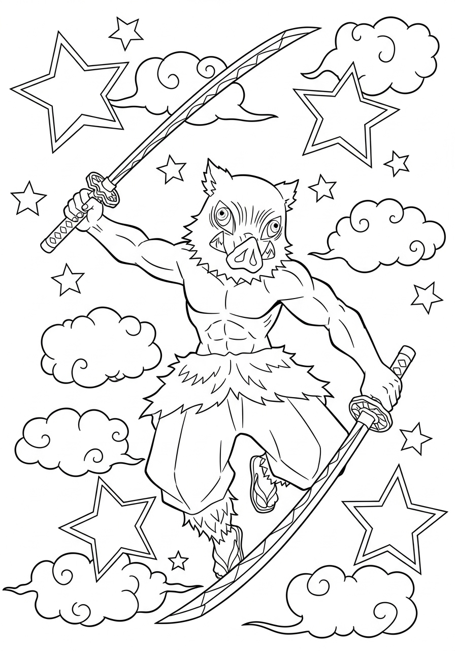Hashibira Inosuke 5 disegni di Hashibira Inosuke da colorare e stampare