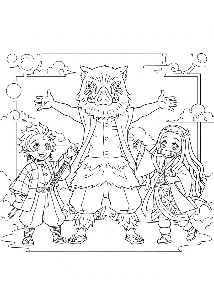 Hashibira Inosuke 3 immagini di Hashibira Inosuke da colorare per bambini