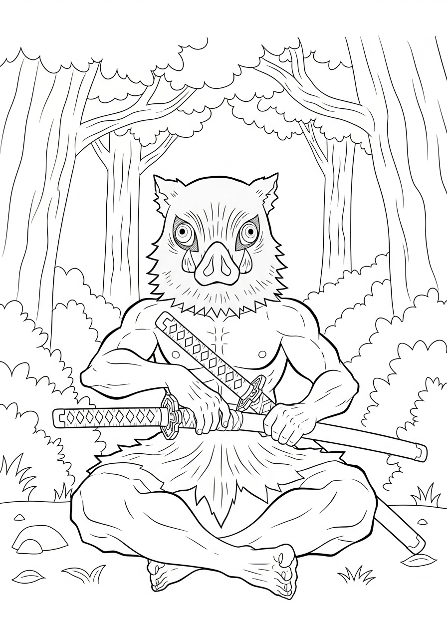 Hashibira Inosuke 20 disegno Hashibira Inosuke da colorare per bambini