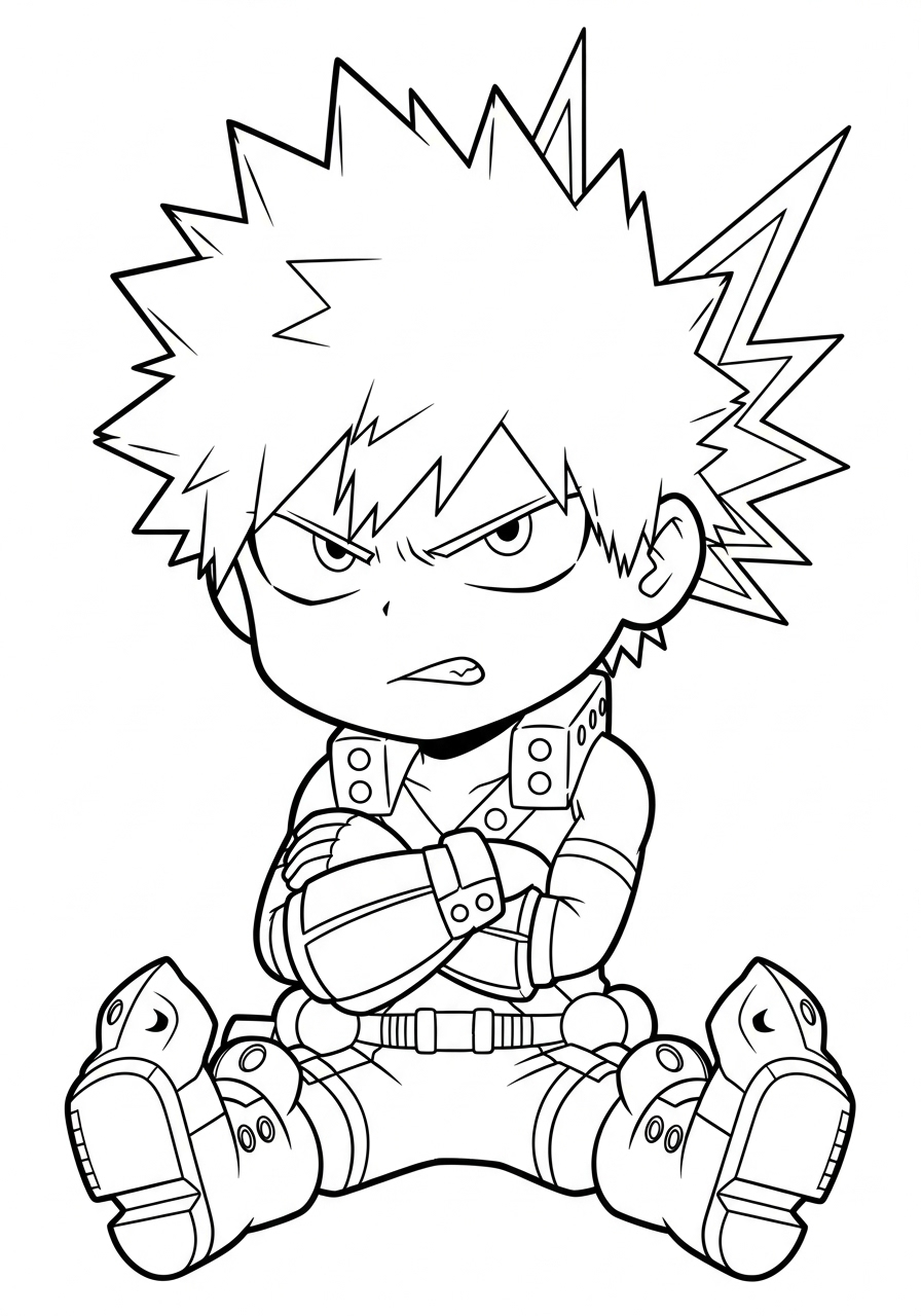 Katsuki Bakugo 2 disegni di Katsuki Bakugo da colorare per bambini