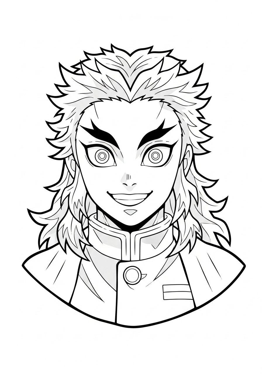 Kyojuro Rengoku 14 disegni da stampare e colorare Kyojuro Rengoku