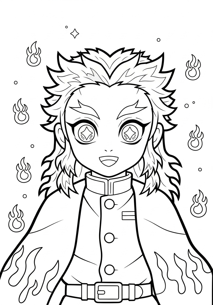 Kyojuro Rengoku 8 disegni da colorare Kyojuro Rengoku da stampare