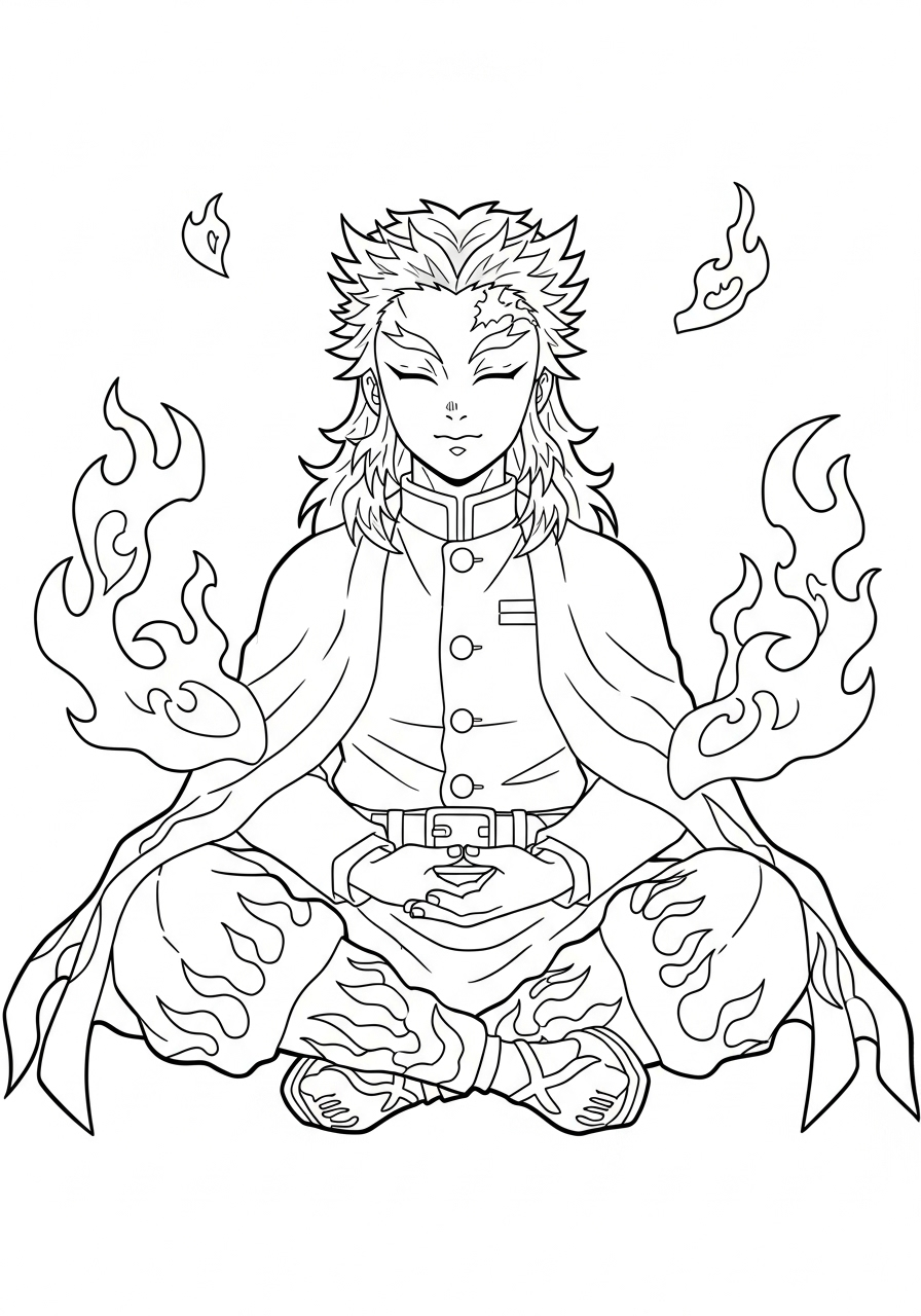 Kyojuro Rengoku 7 pdf stampare Kyojuro Rengoku da colorare