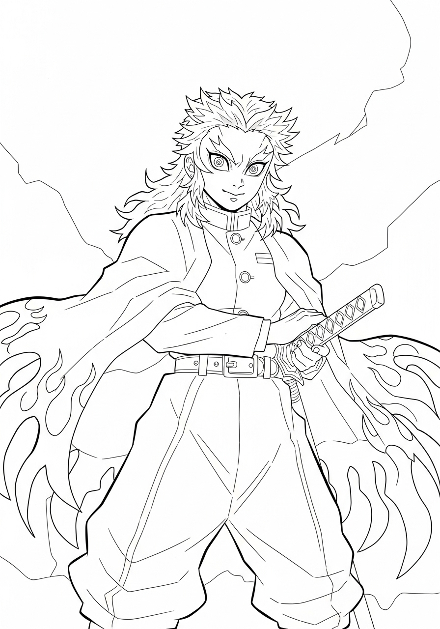 Kyojuro Rengoku 22 immagini di Kyojuro Rengoku da stampare e colorare