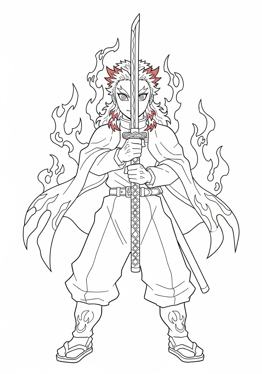 Kyojuro Rengoku 20 disegni da colorare Kyojuro Rengoku da stampare 1