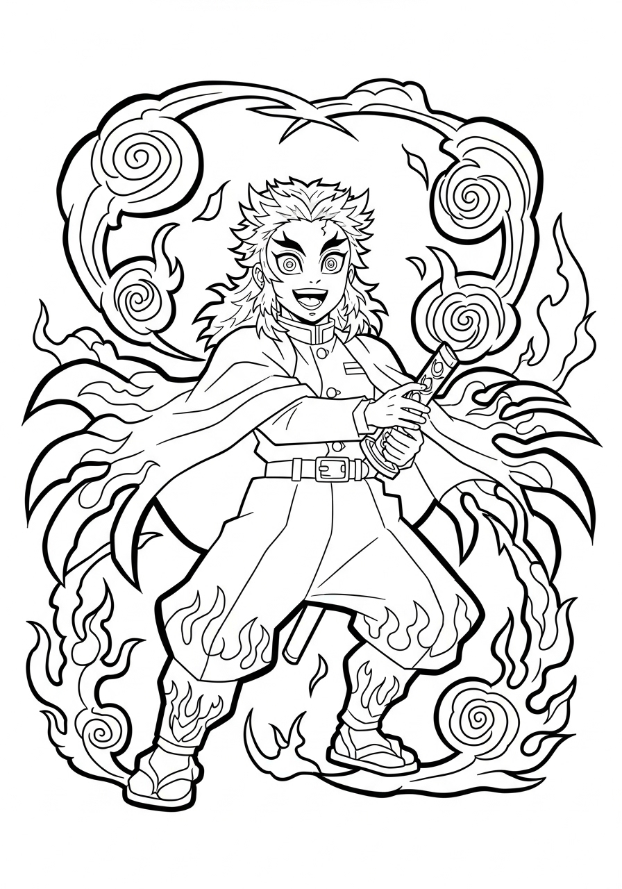 Kyojuro Rengoku 15 disegni da colorare gratis Kyojuro Rengoku