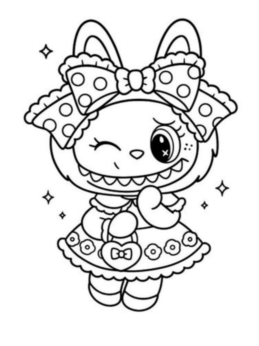 Labubu 14 disegni facili di Labubu da colorare 1