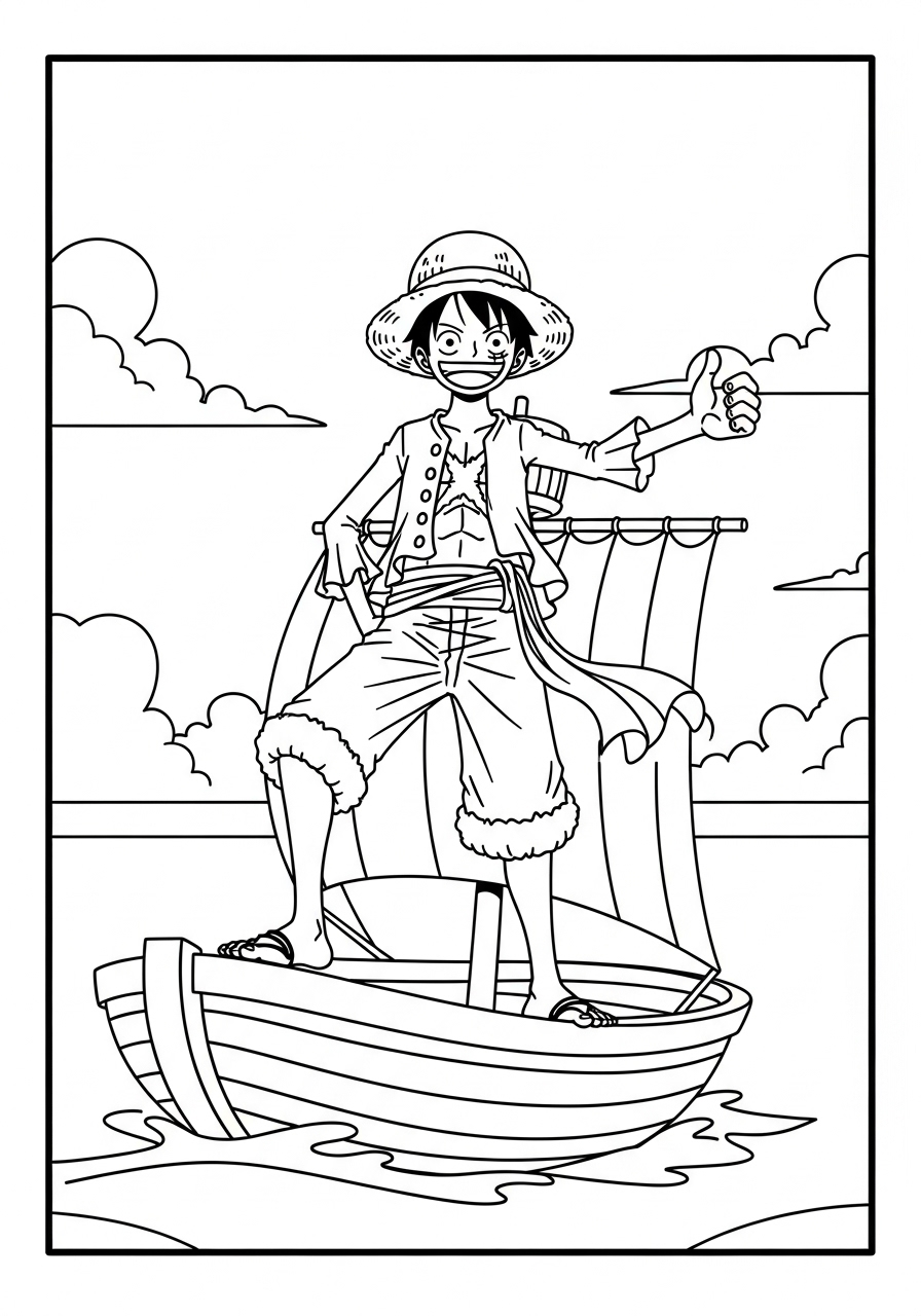 Luffy 25 Luffy disegno da colorare facile