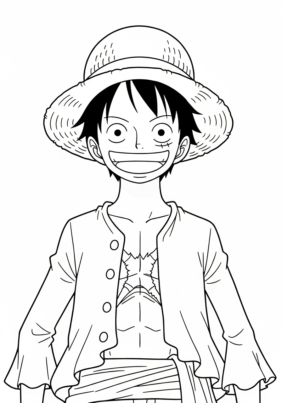 Luffy 38 disegni facili di Luffy da colorare 1