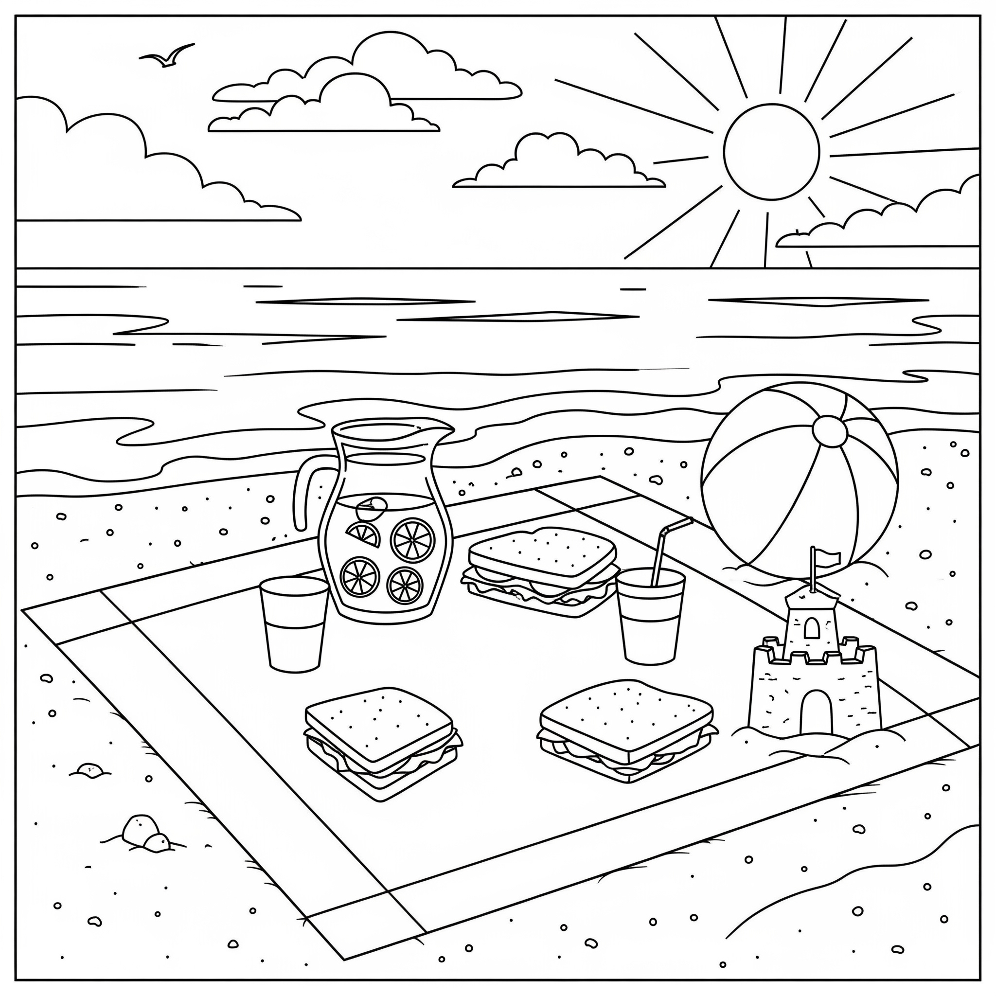 Spiaggia 16 da colorare Spiaggia disegno facile bambini 1