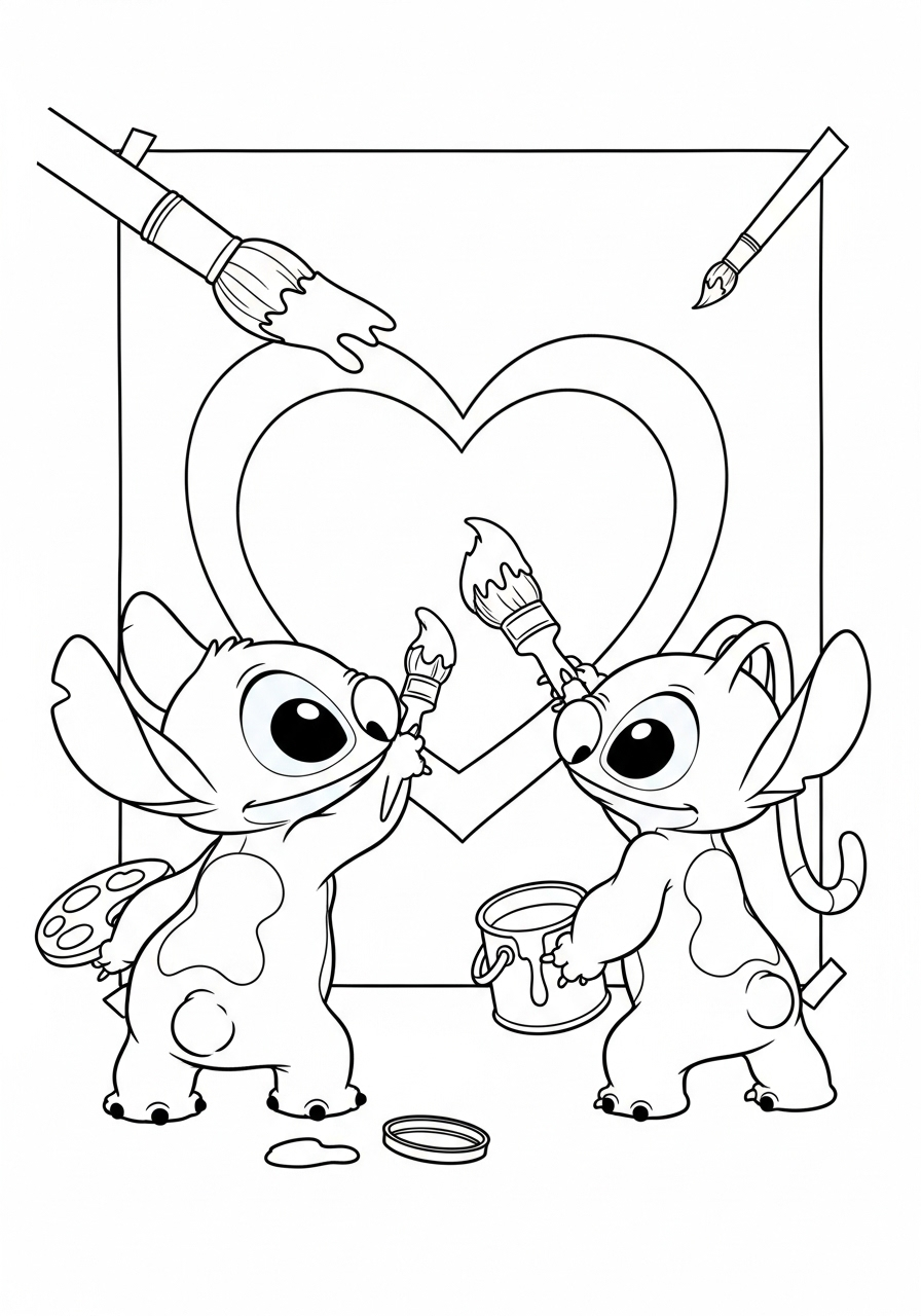 Stitch & Angel 13 Stitch & Angel da colorare e stampare