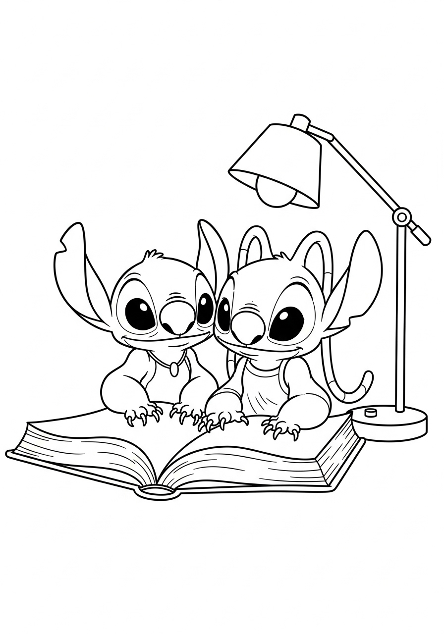 Stitch & Angel 12 disegni da colorare Stitch & Angel