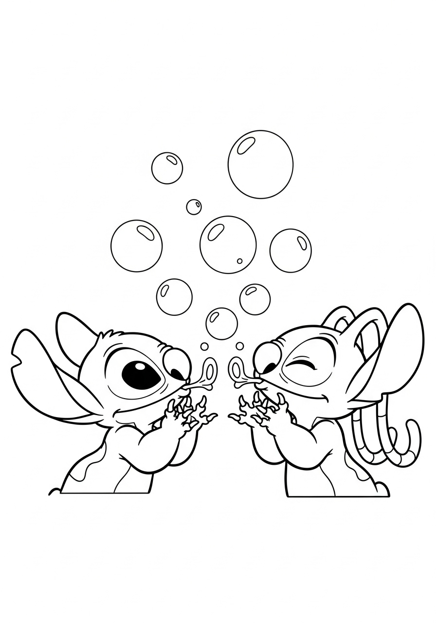 Stitch & Angel 11 disegni Stitch & Angel da colorare e stampare
