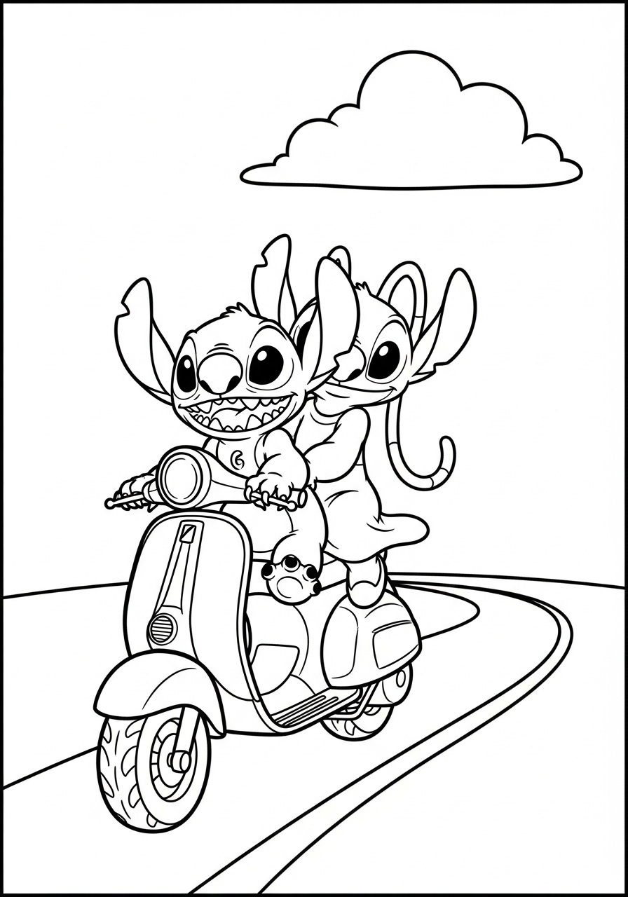 Stitch & Angel 10 stampe da colorare per bambini Stitch & Angel