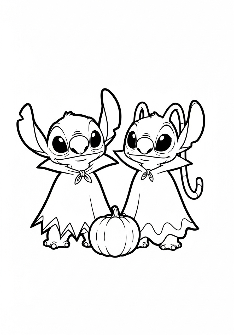 Stitch & Angel 9 Stitch & Angel disegno da colorare facile 1