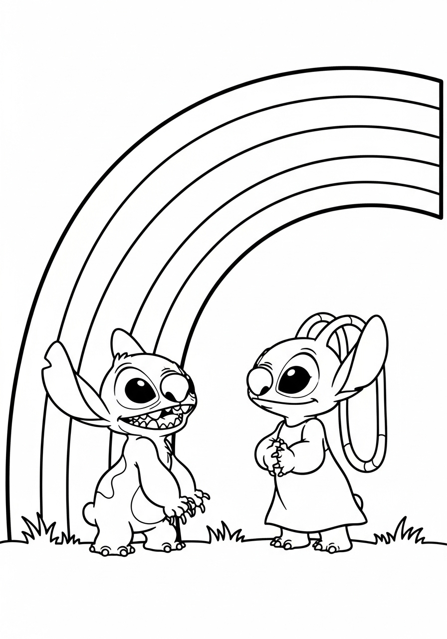 Stitch & Angel 6 disegno Stitch & Angel da colorare per bambini