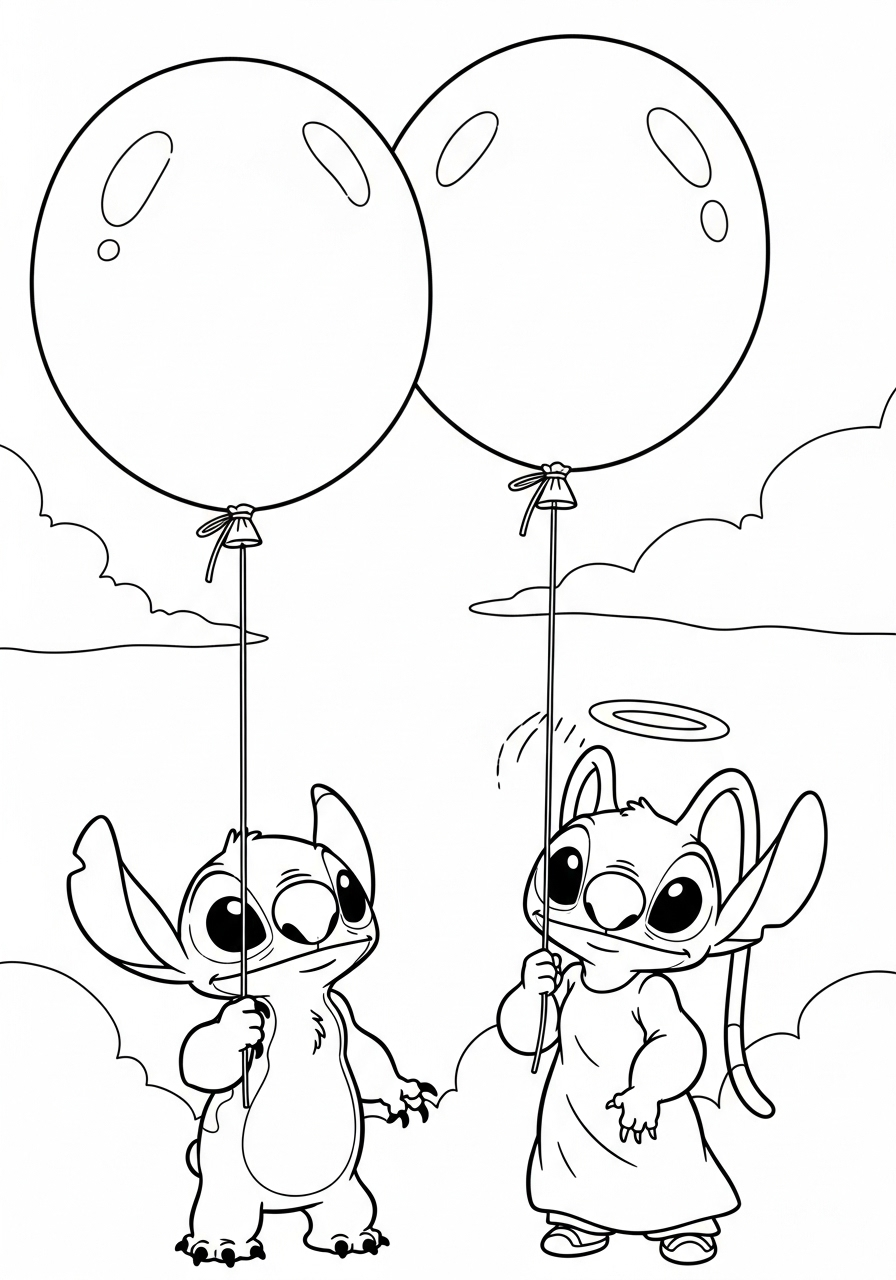 Stitch & Angel 4 disegni da colorare Stitch & Angel pdf