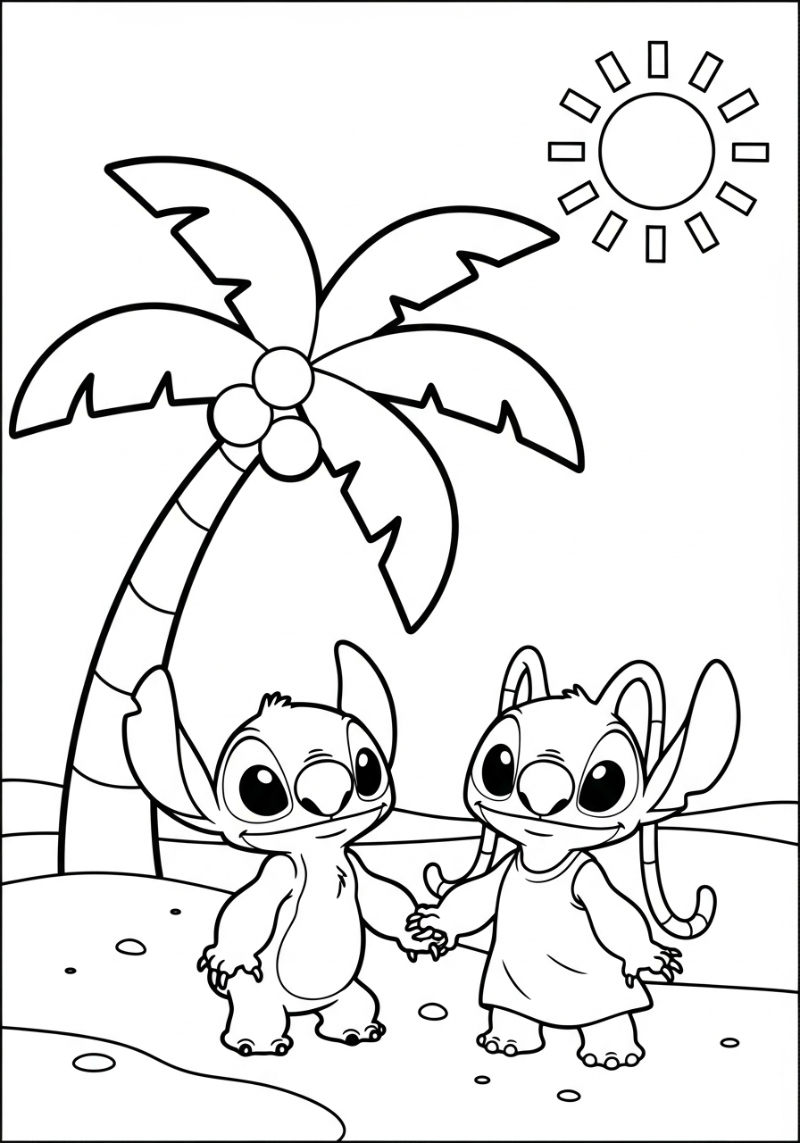Stitch & Angel 21 disegno Stitch & Angel da colorare per bambini 1