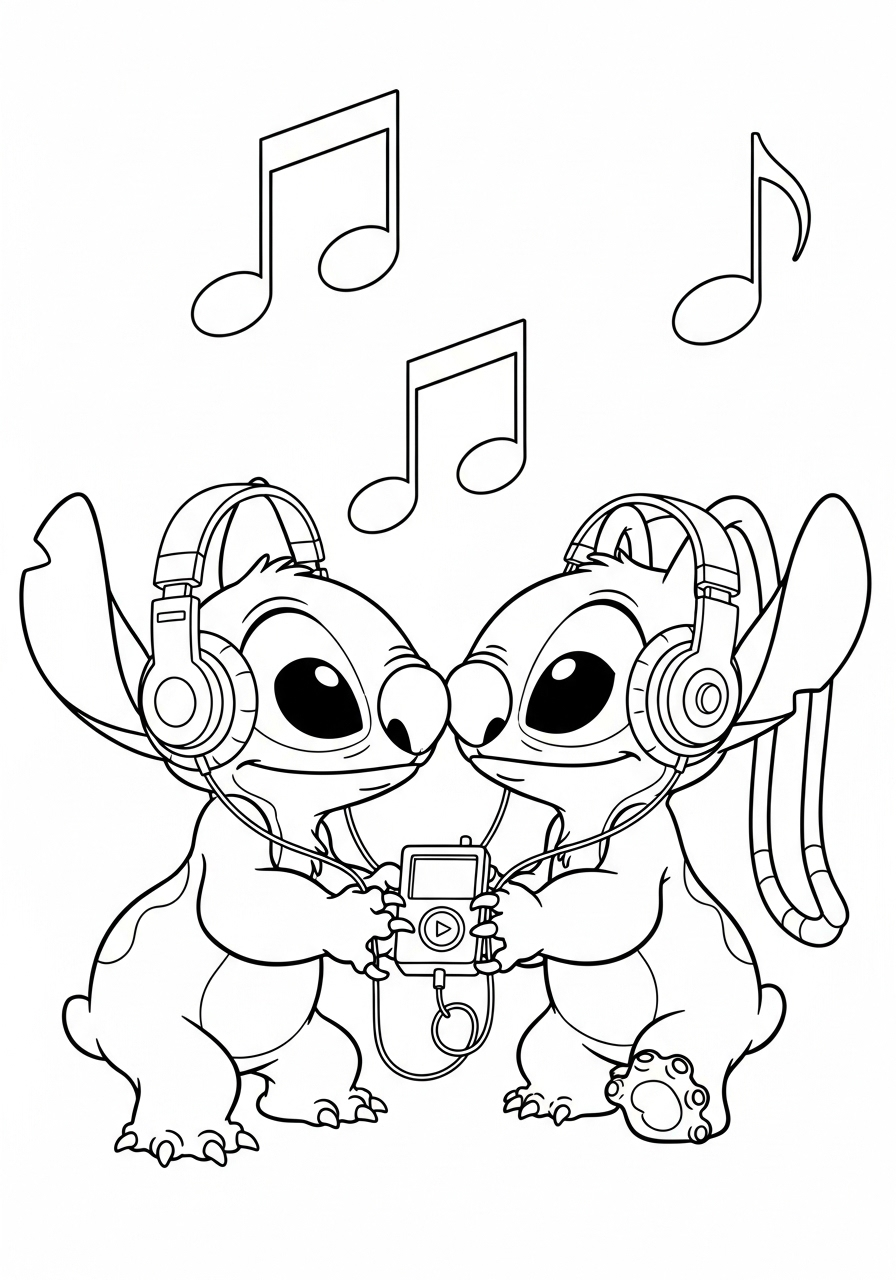 Stitch & Angel 3 Stitch & Angel disegno da colorare facile
