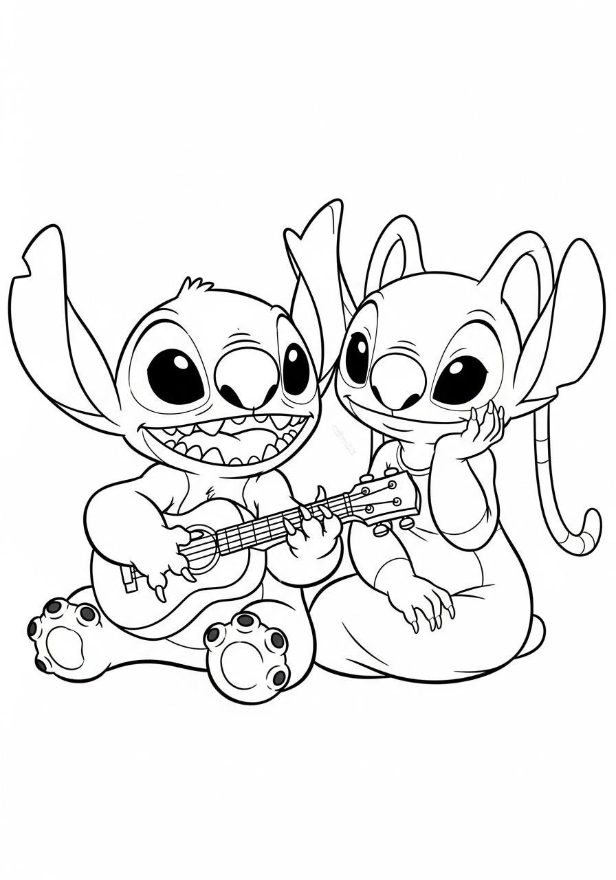 Stitch & Angel 19 disegni Stitch & Angel da colorare e stampare 1