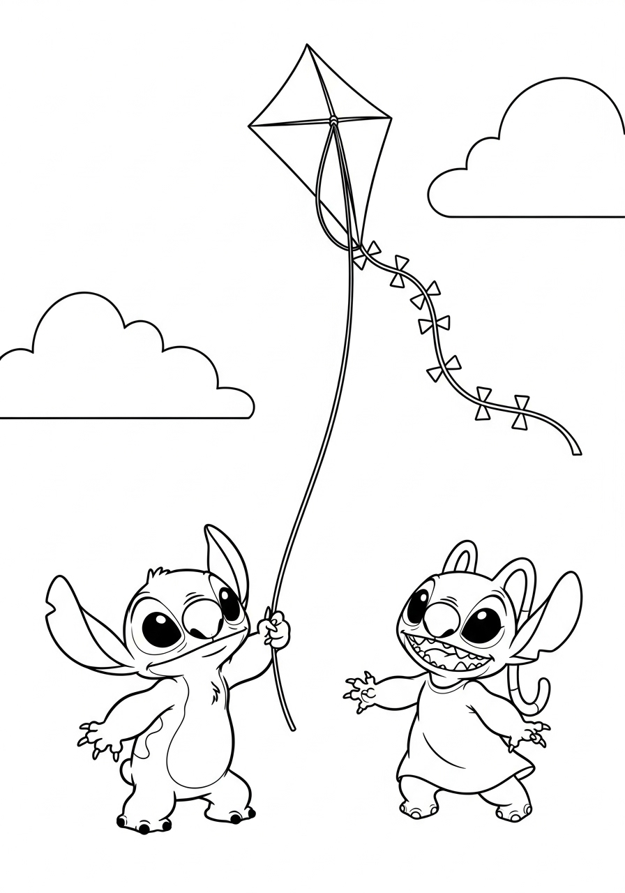 Stitch & Angel 15 Stitch & Angel da colorare facile