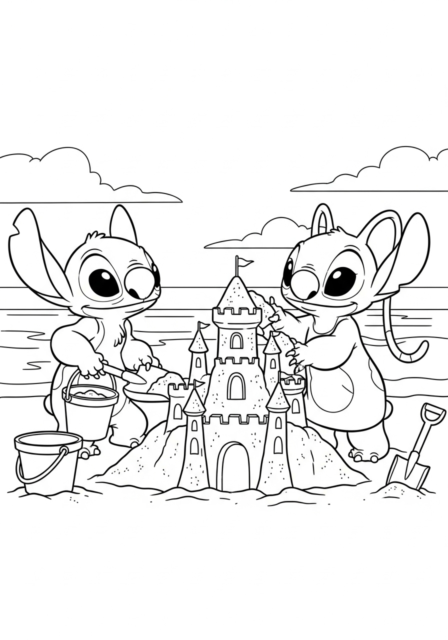 Stitch & Angel 14 disegni da colorare per bambini pdf Stitch & Angel