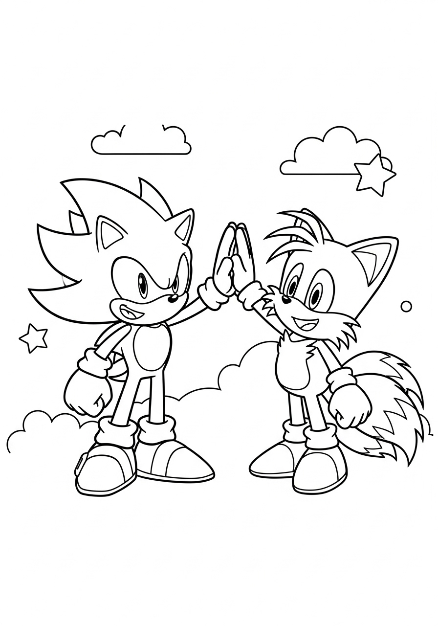 Super Sonic 2 disegni facili di Super Sonic da colorare