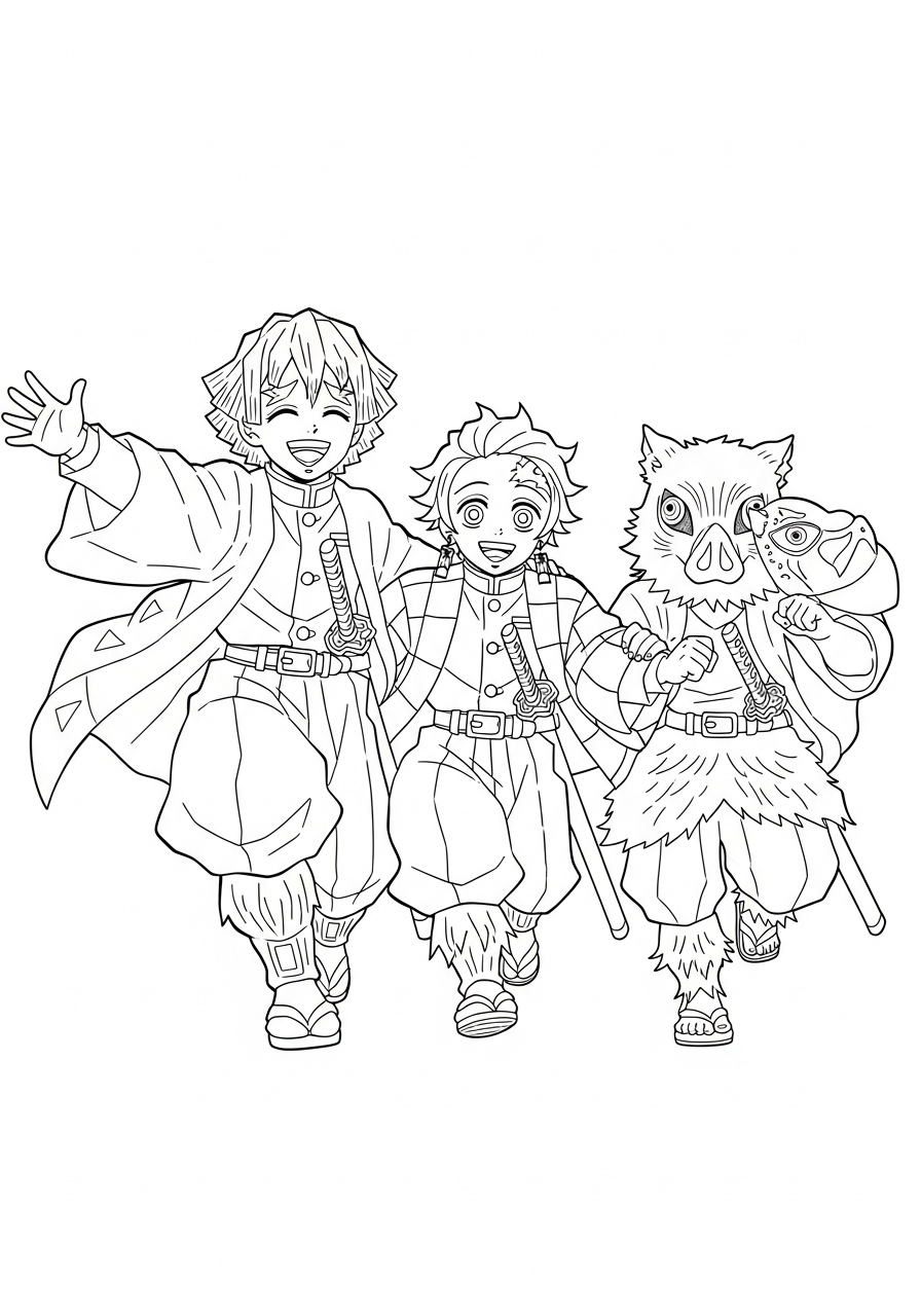 Zenitsu Agatsuma 4 disegni Zenitsu Agatsuma da colorare online