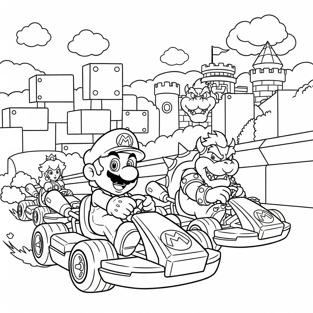 Mario Kart da colorare thumbnail