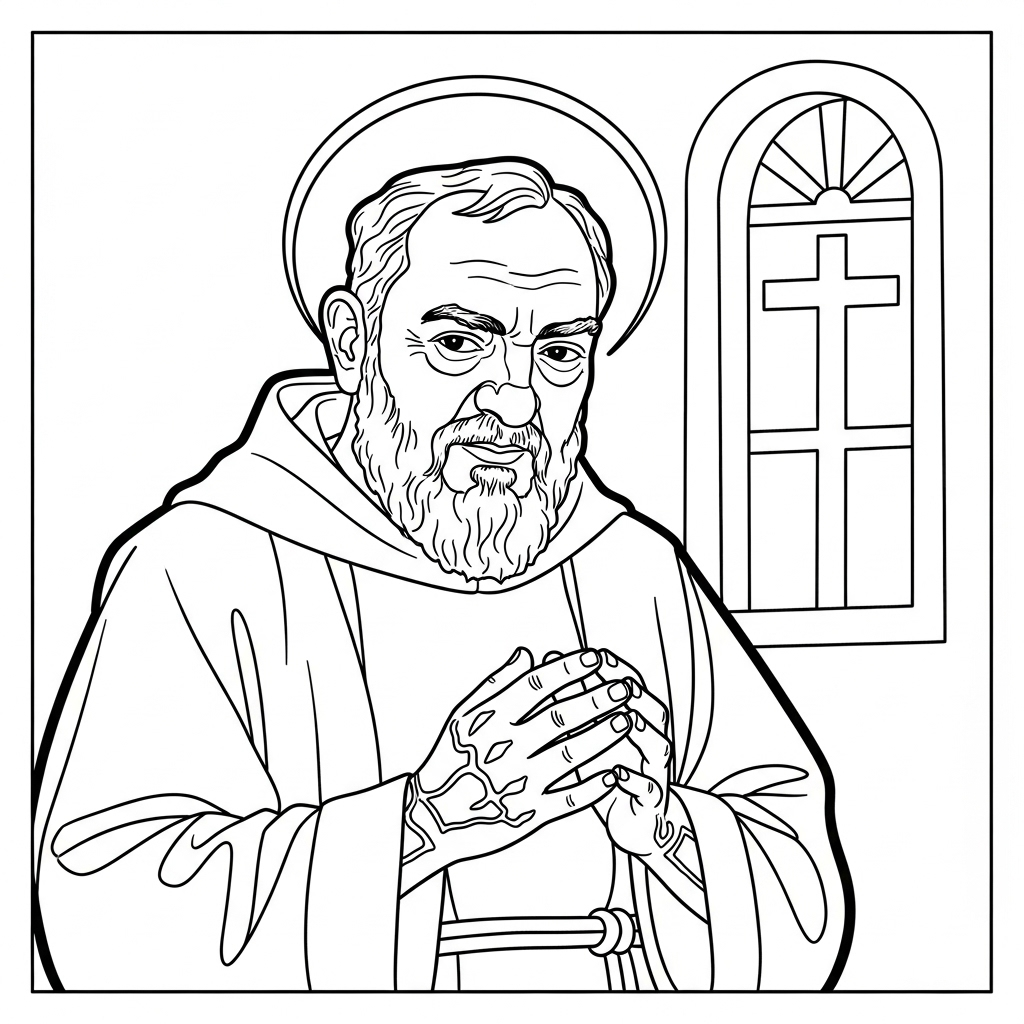 Padre Pio da colorare thumbnail