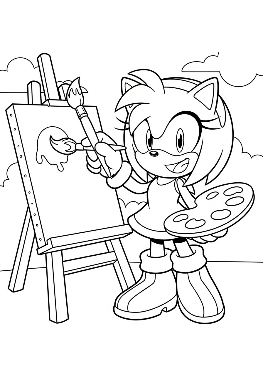 Amy Rose 4 stampe da colorare per bambini Amy Rose