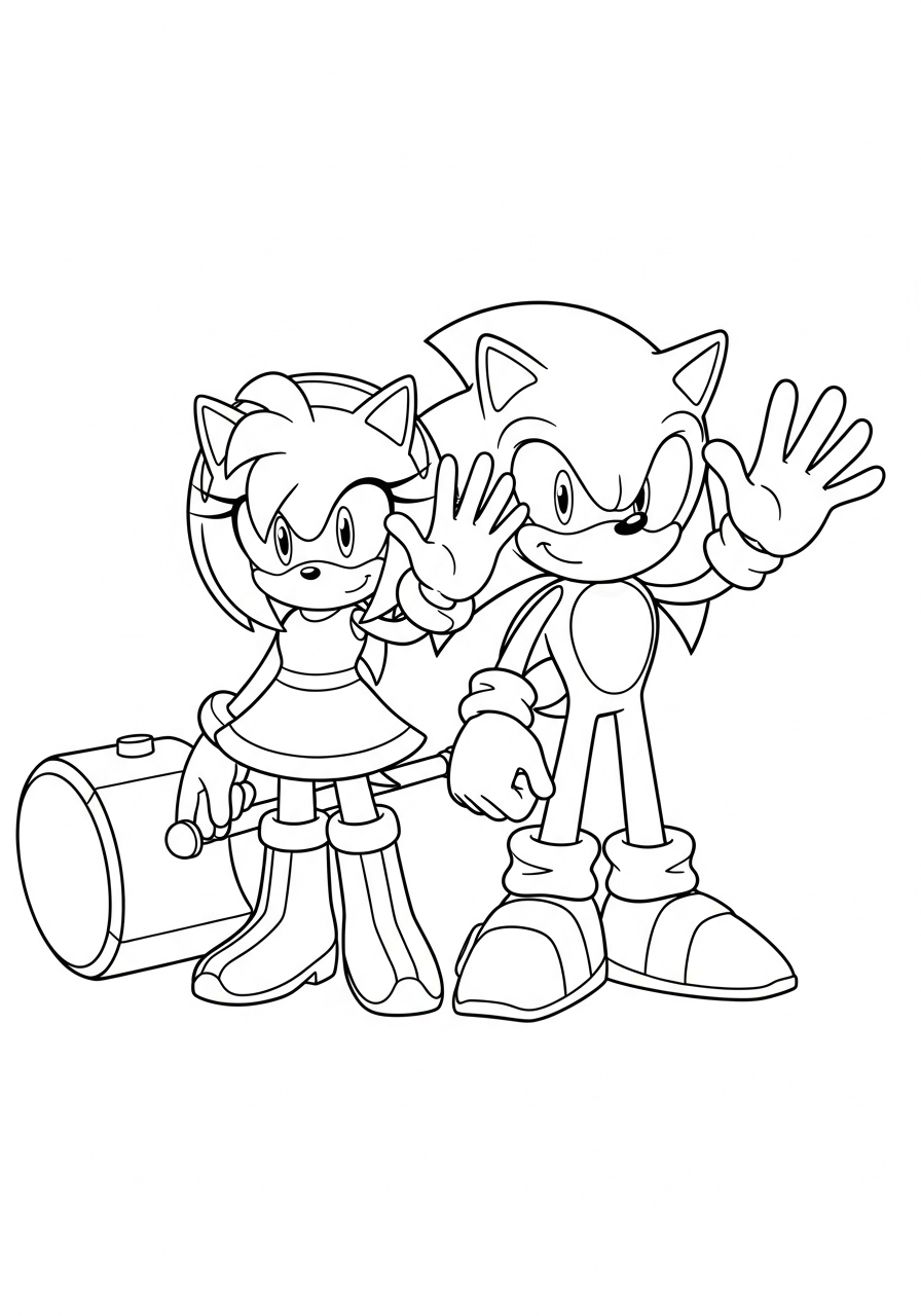 Amy Rose 18 Amy Rose da colorare facile 1