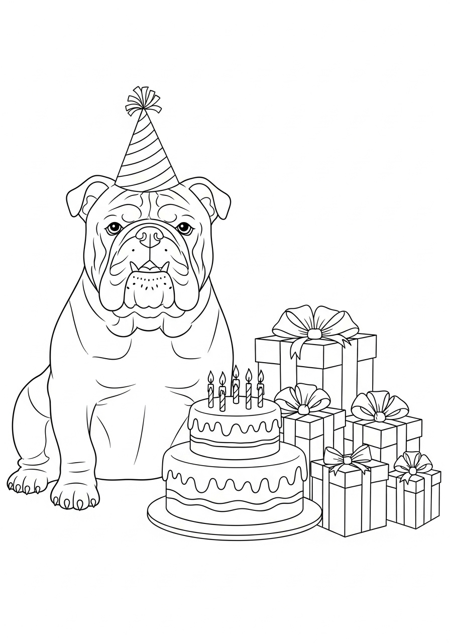 Bulldog 3 Bulldog disegno da colorare facile