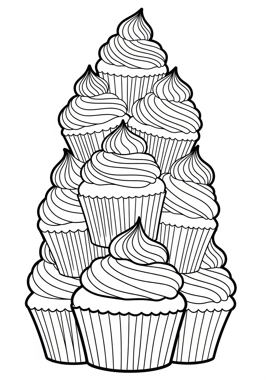 Cupcake 15 Cupcake disegno facile da colorare