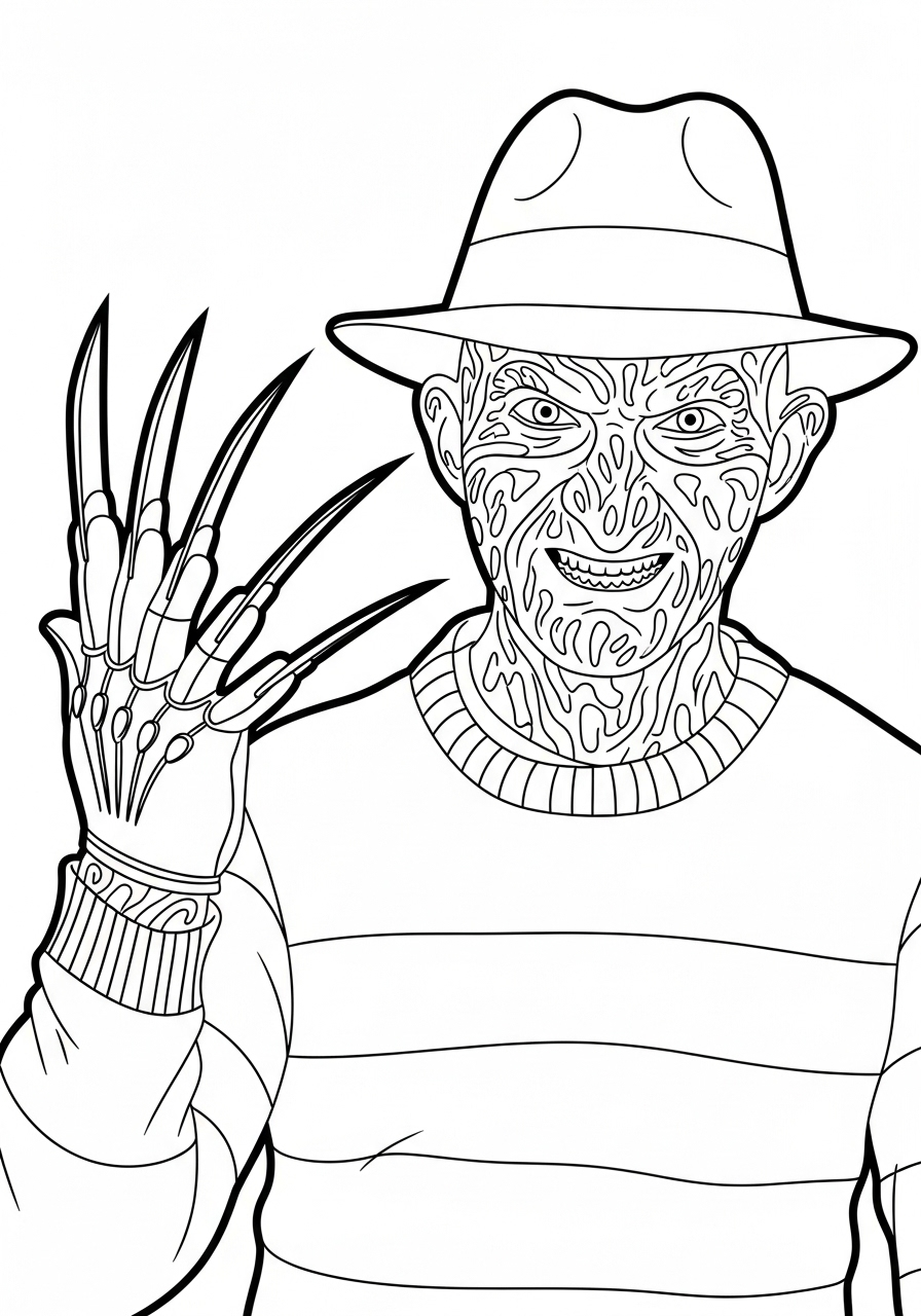 Freddy Krueger 23 immagini di Freddy Krueger da stampare e colorare