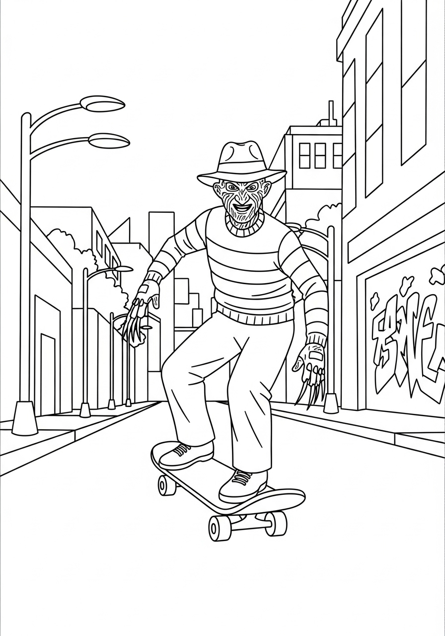 Freddy Krueger 2 Freddy Krueger da stampare e colorare per bambini