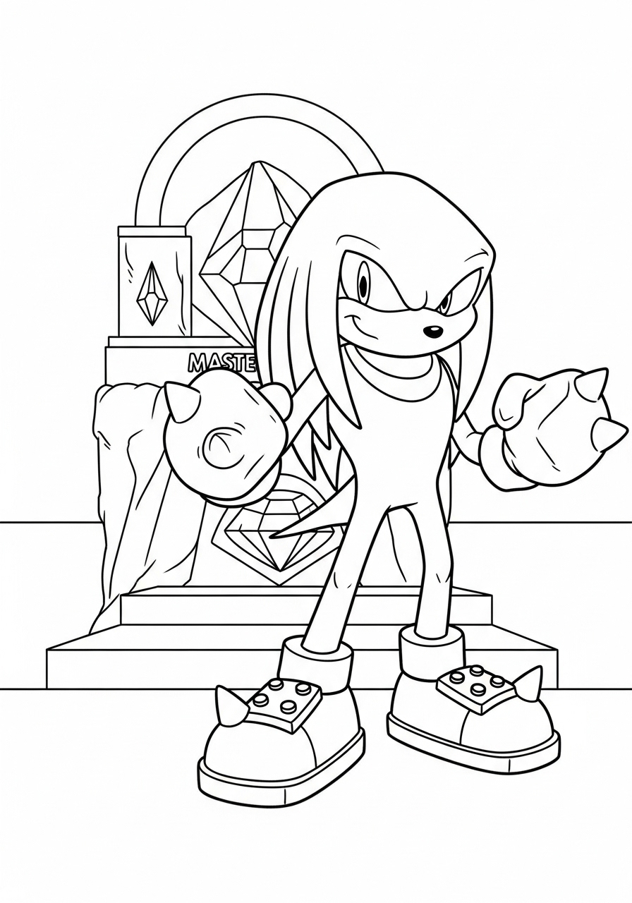Knuckles 3 disegni da colorare gratis per bambini di Knuckles